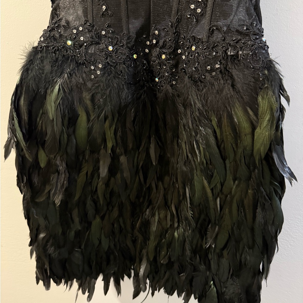 Tony Bowls Black Strapless Feather Dress - Picture 6 of 10